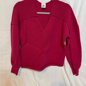 CAbi V-Neck Sweater in Hot Pink